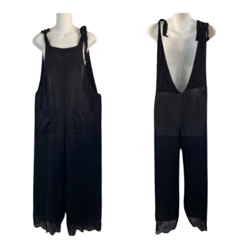 😍Beach Bunny Daisy Jumpsuit Overall Cover UpLace Black Sheer